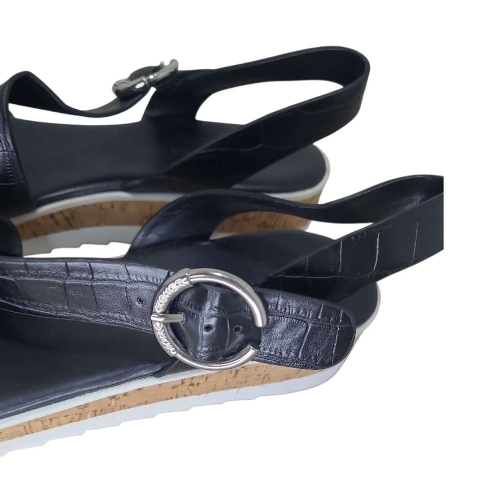 Marc Fisher Grandie Wedge Sandal  Black Croc Print Size 9.5 M - Picture 8 of 11